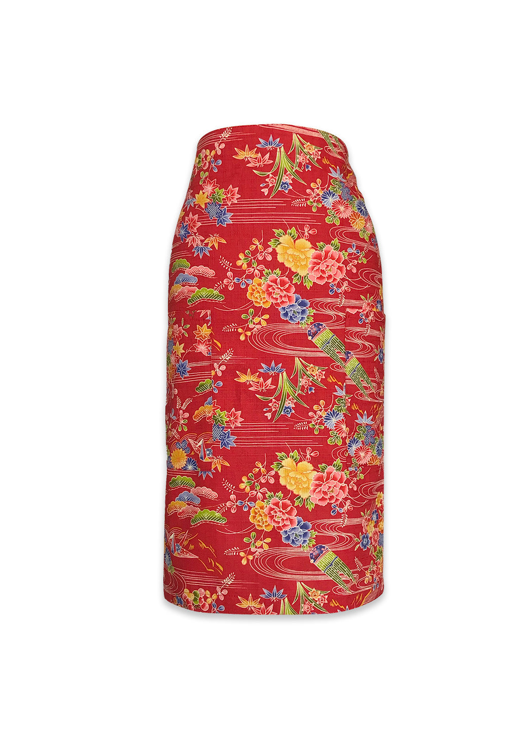 Apron with Origami Print, Red